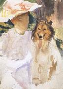 John Singer Sargent Woman with Collie (mk18) Spain oil painting artist